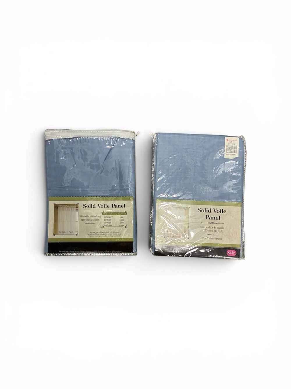 2 Packages of Solid Voile Window Panels in Light Blue